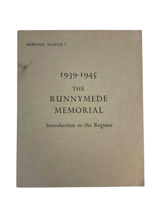 WW2 British The Runnymede Memorial Introduction 1939 to 1945 Used Softcover Reference Book