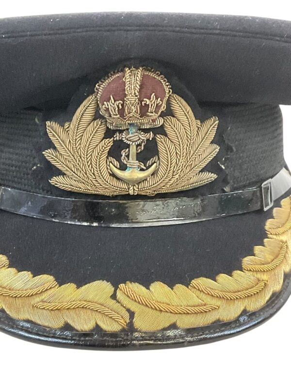 WW2 British Royal Navy RN Commodores Peak Cap Size 7 3/8 Named