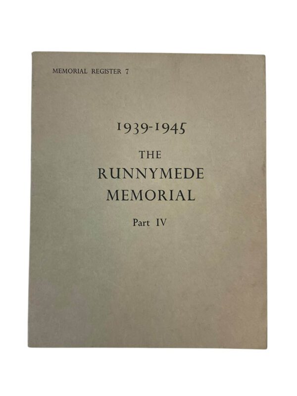 WW2 British The Runnymede Memorial Part 4 1939 to 1945 Used Softcover Reference Book