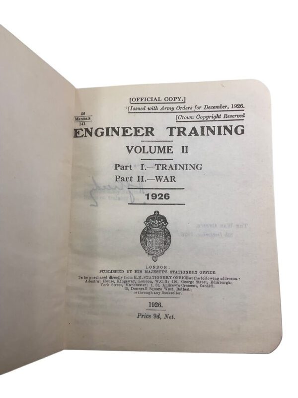 British Engineer Training Vol 2 Manual Dated 1926 Used Hardcover Reference Book