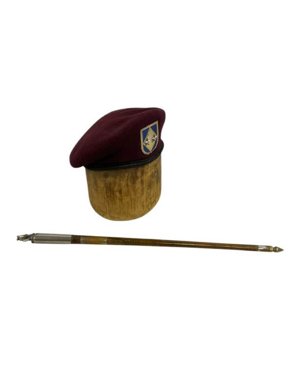 US Army Major General E. R. Ochs Maroon Beret and Swagger Stick