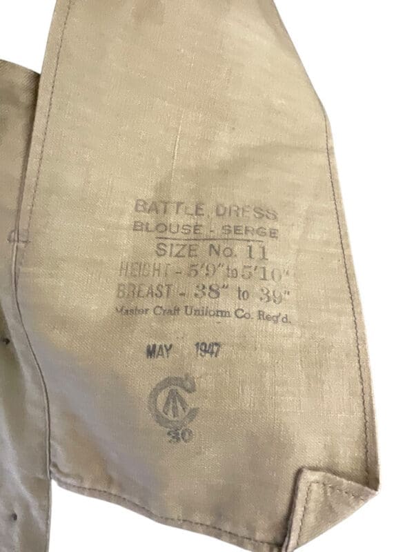 Canadian Army Battle Dress Jacket RCASC Size 11 1947 Dated C Broad Arrowed