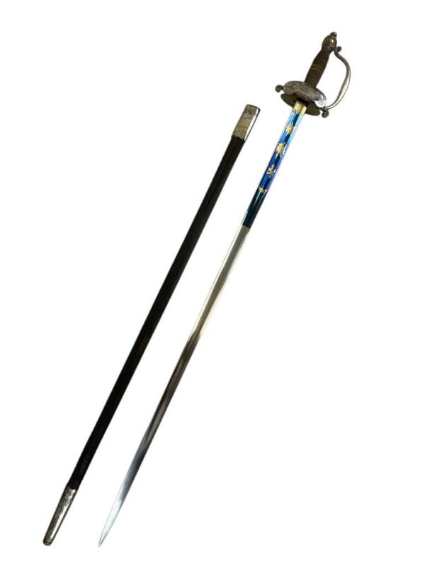 French Napoleonic Grenadier Officers Sword with Scabbard Blue and Gilt Blade