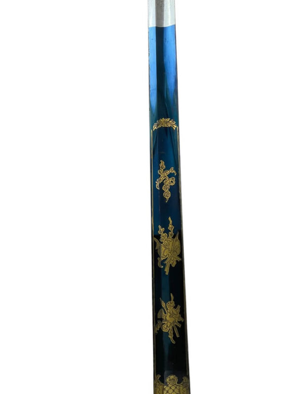 French Napoleonic Grenadier Officers Sword with Scabbard Blue and Gilt Blade