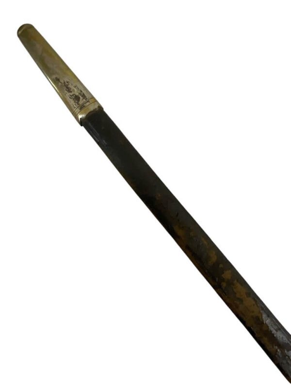 French Napoleonic Grenadier Officers Sword with Scabbard Blue and Gilt Blade