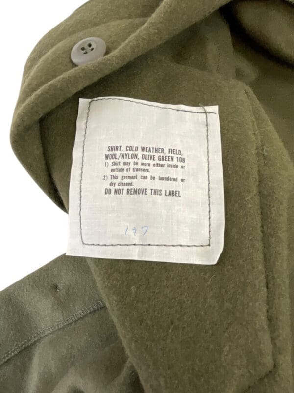 US Army OD Green Wool Shirt Size Medium