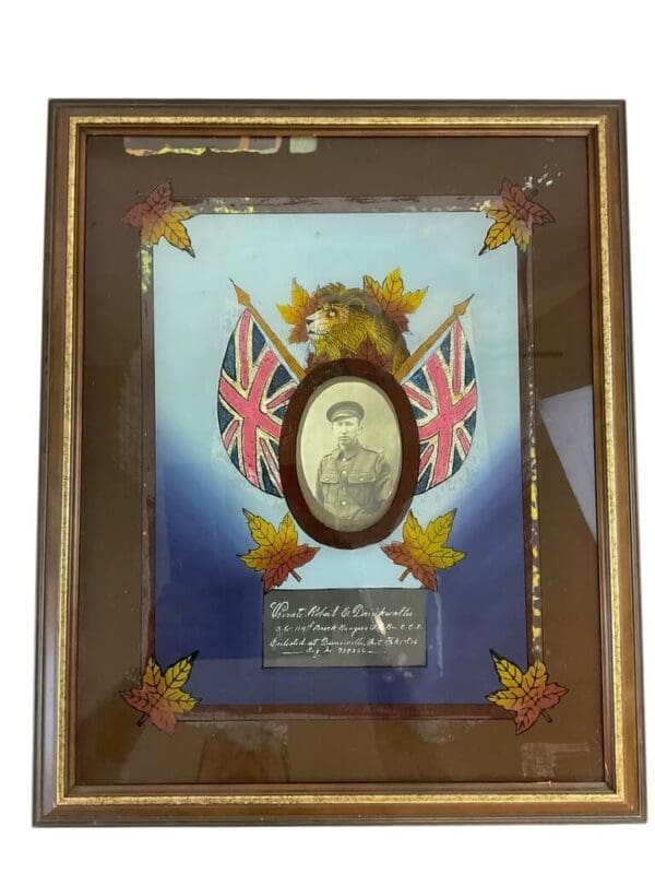 WW1 Canadian CEF 114th Battalion Brockville Framed Memorial Picture Frame 23 X 19 Pte R Drinkwater