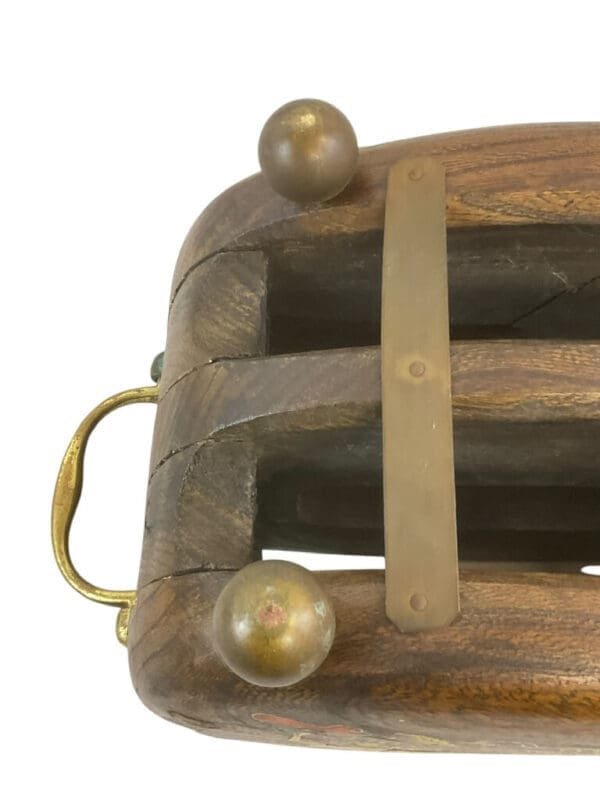 British Wooden Wood Block and Tackle Converted to Magazine Rack
