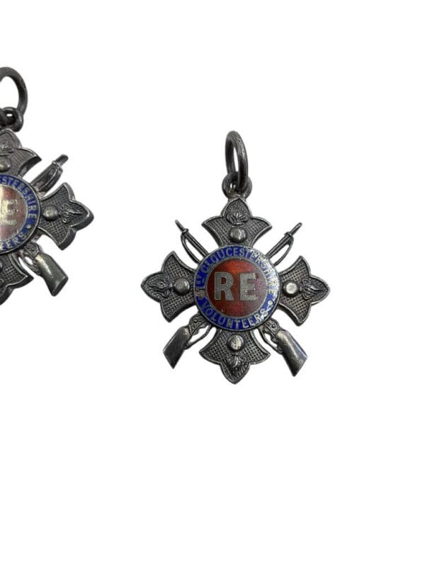 British Victorian 1st Gloucestershire Volunteers Royal Engineers Silver Shooting Medals and Insignia