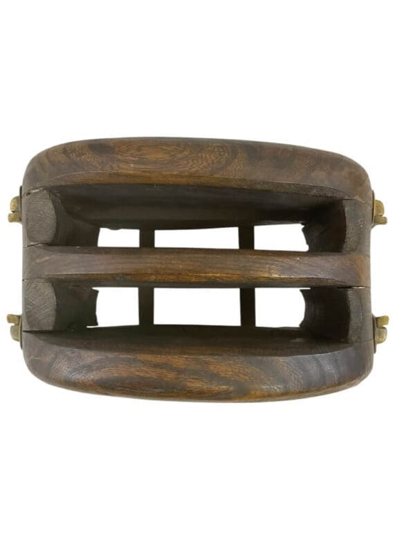 British Wooden Wood Block and Tackle Converted to Magazine Rack