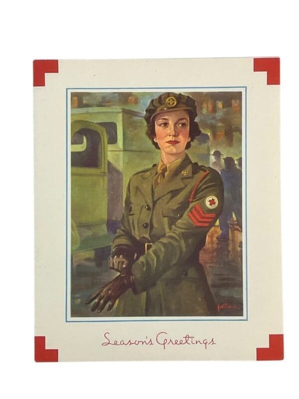 WW2 The Canadian Red Cross Society Seasons Greetings Christmas Card 5.5 X 4.5 Inches (4)