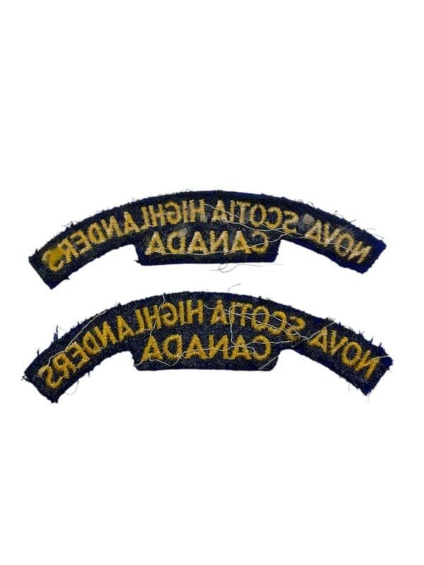 Canadian Nova Scotia Highlanders Canada Shoulder Titles Insignia Pair