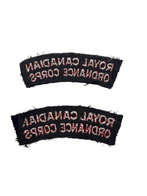 WW2 Royal Canadian Ordnance Corps Shoulder Titles Insignia Pair