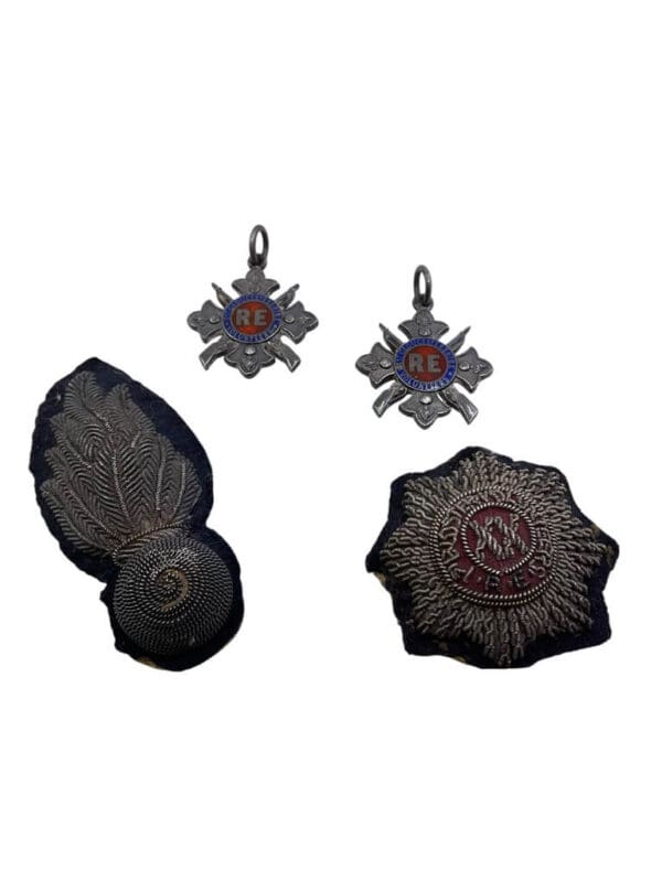 British Victorian 1st Gloucestershire Volunteers Royal Engineers Silver Shooting Medals and Insignia