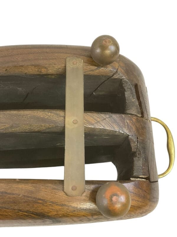 British Wooden Wood Block and Tackle Converted to Magazine Rack