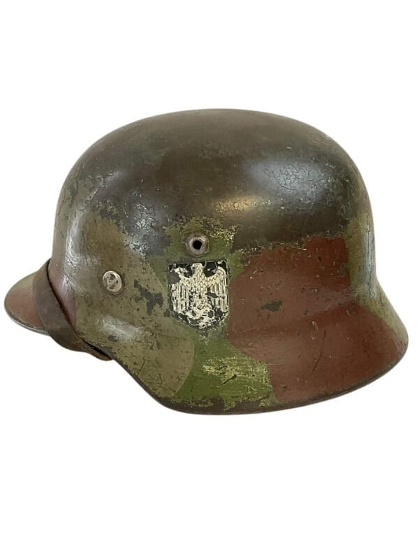 WW2 German M35 SD Single Decal Camouflage Named Steel Helmet SE62 Lot #3549