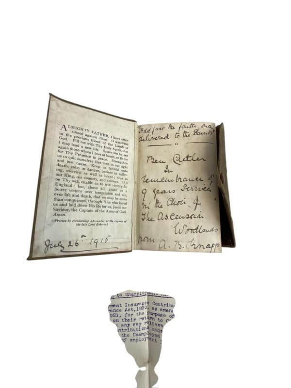WW1 British BEF 3rd Dorset Regiment Bible And Service Book Named