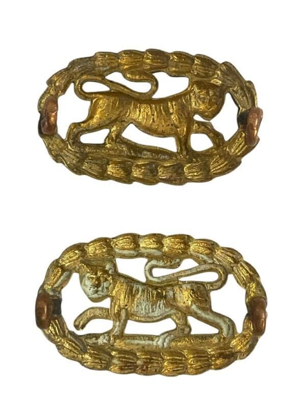 WW2 British Leicestershire Regiment Collars Insignia Pair