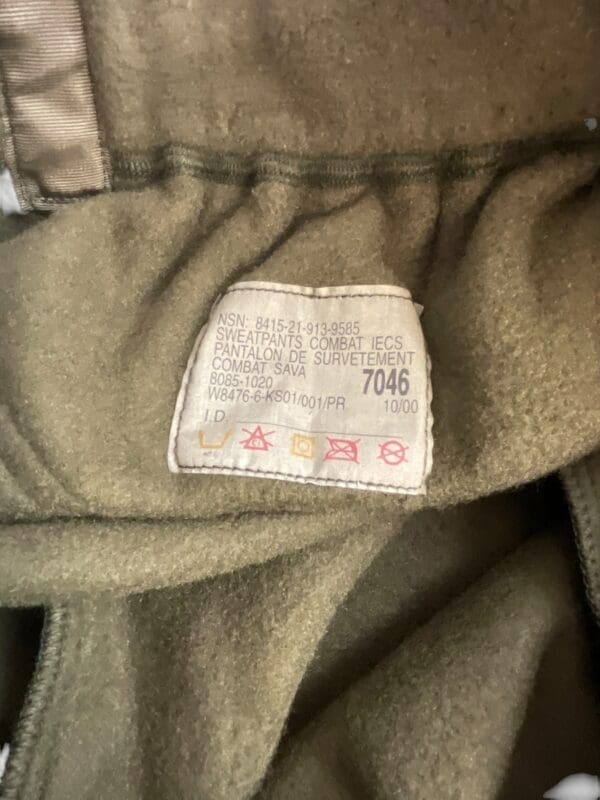Canadian Forces Fleece Sweatpants IECS Size 7046 NEW
