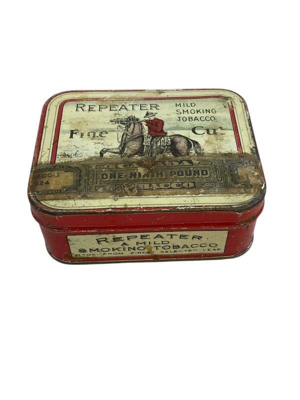 Canadian Repeater Tobacco Tin Mounted Police Small EMPTY