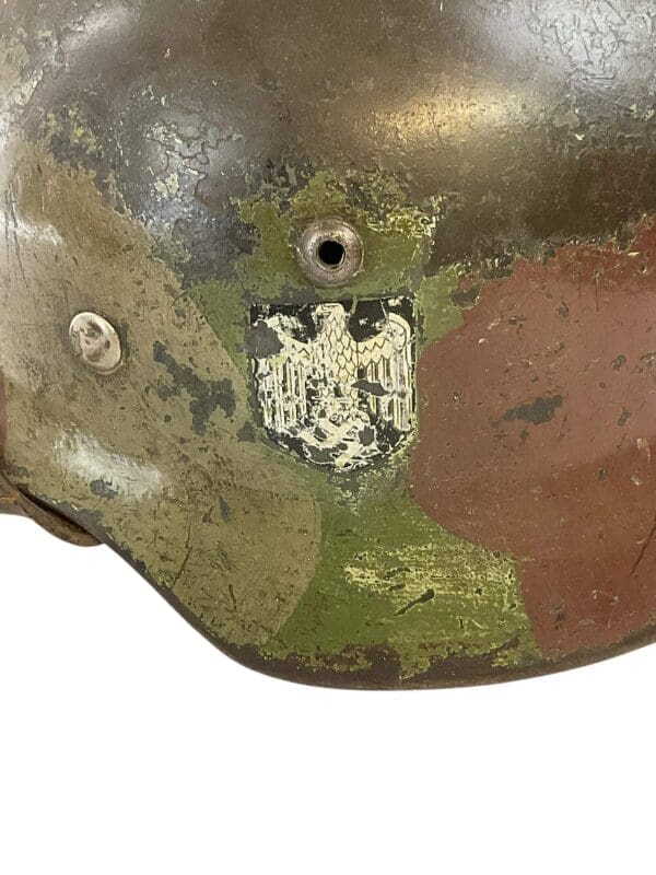 WW2 German M35 SD Single Decal Camouflage Named Steel Helmet SE62 Lot #3549