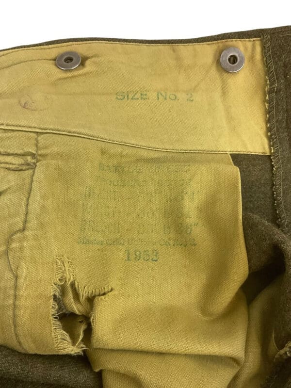 Canadian Army Korean War Battle Dress Pants Trousers Size 2 Dated 1953