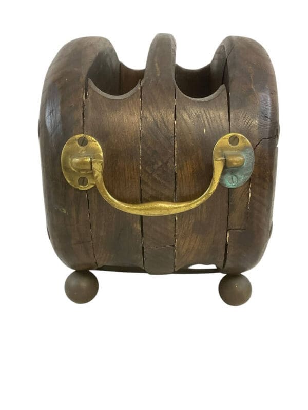 British Wooden Wood Block and Tackle Converted to Magazine Rack