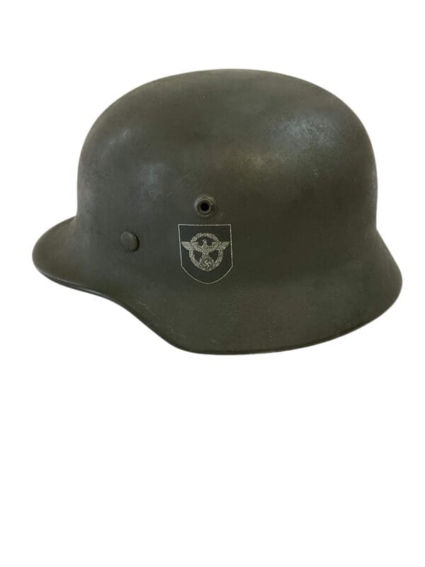 WW2 German M40 Combat Police Helmet With Double Decal Q64 Lot DN212