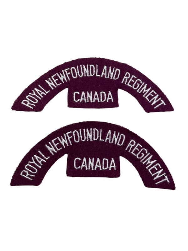 Canadian Royal Newfoundland Regiment Canada Shoulder Titles Insignia Pair