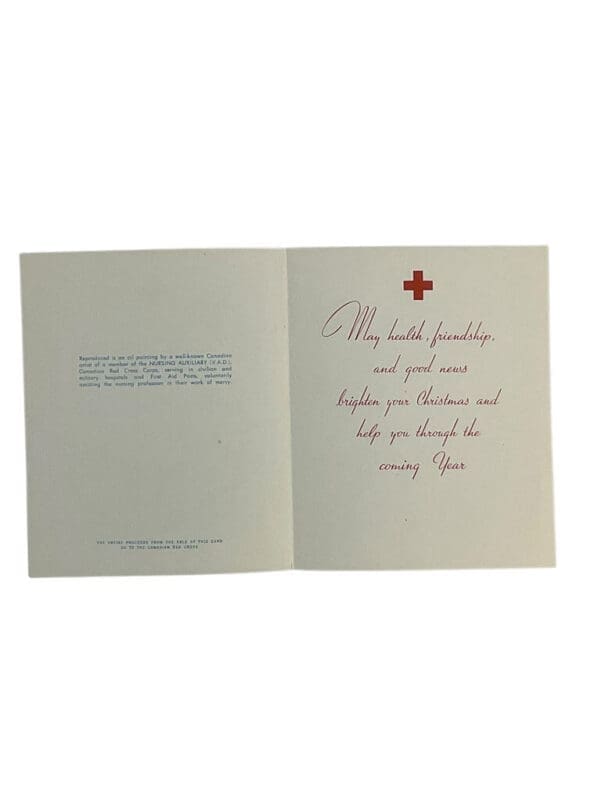 WW2 The Canadian Red Cross Society Seasons Greetings Christmas Card 5.5 X 4.5 Inches (3)