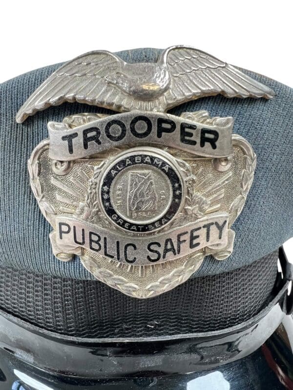 US Alabama Police Trooper Peak Cap Hat With Badge Size 6 7/8 Vintage