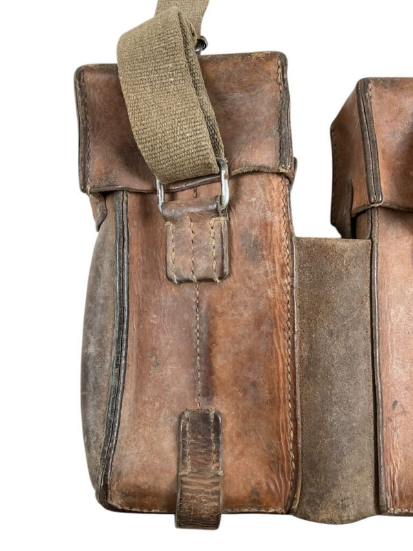 WW2 Swiss Army MP41/44 Leather Double Magazine Pouch Chest Rig
