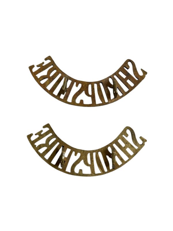 WW1 British BEF Shropshire Shoulder Titles Insignia Pair