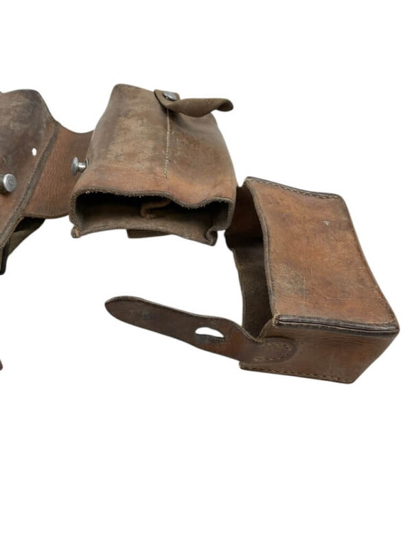 WW2 Swiss Army MP41/44 Leather Double Magazine Pouch Chest Rig