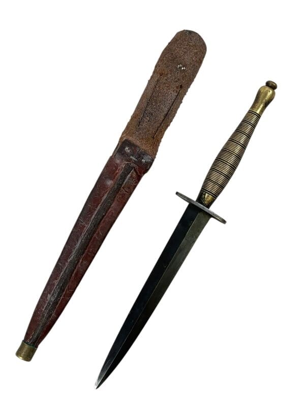WW2 British Beaded and Roped Fairbairn Sykes Commando Knife With Scabbard