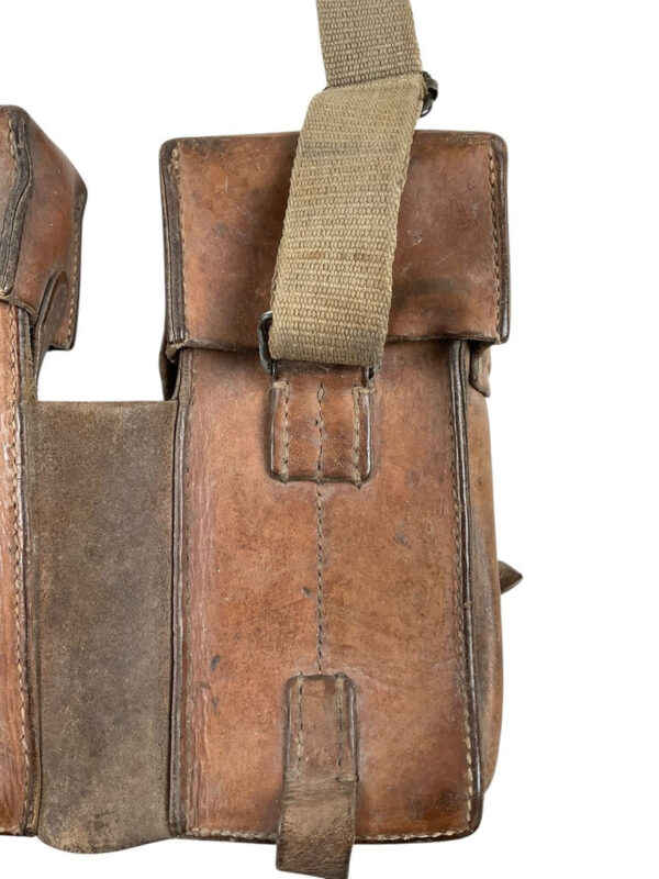 WW2 Swiss Army MP41/44 Leather Double Magazine Pouch Chest Rig