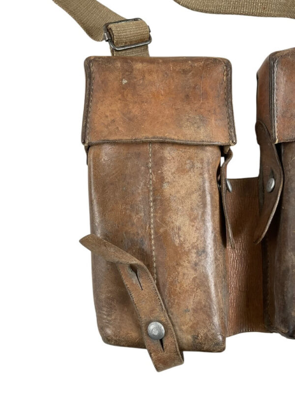 WW2 Swiss Army MP41/44 Leather Double Magazine Pouch Chest Rig