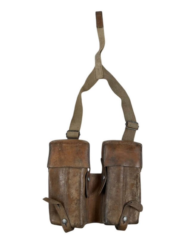 WW2 Swiss Army MP41/44 Leather Double Magazine Pouch Chest Rig