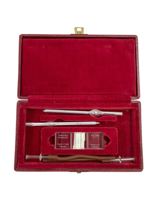 WW2 British Hawksley Crista of London Medical Haemocytometer Neubauer In Original Travel Case