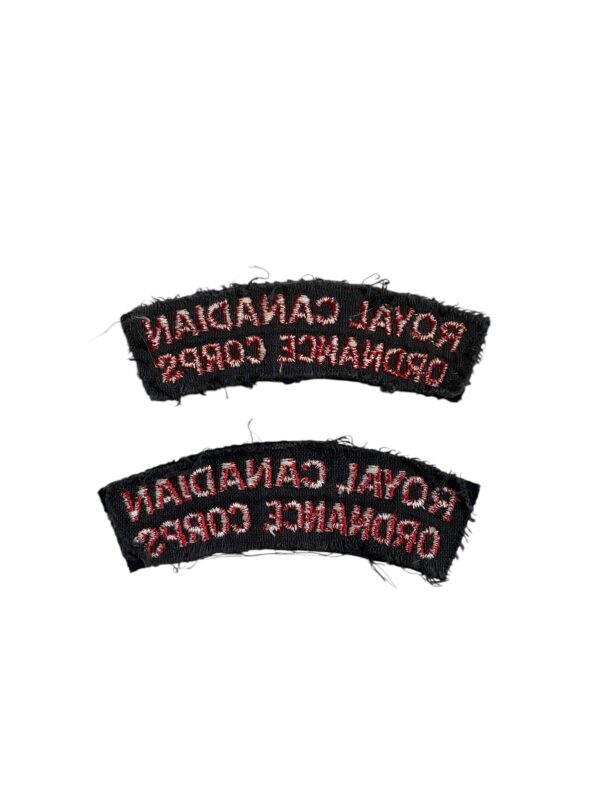 WW2 Royal Canadian Ordnance Corps Shoulder Titles Insignia Pair