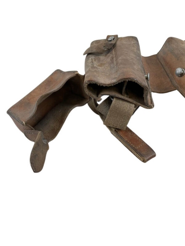 WW2 Swiss Army MP41/44 Leather Double Magazine Pouch Chest Rig