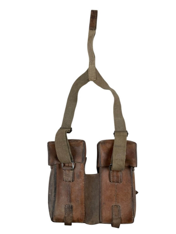 WW2 Swiss Army MP41/44 Leather Double Magazine Pouch Chest Rig