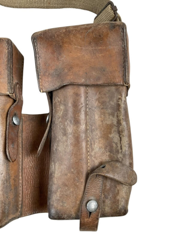 WW2 Swiss Army MP41/44 Leather Double Magazine Pouch Chest Rig
